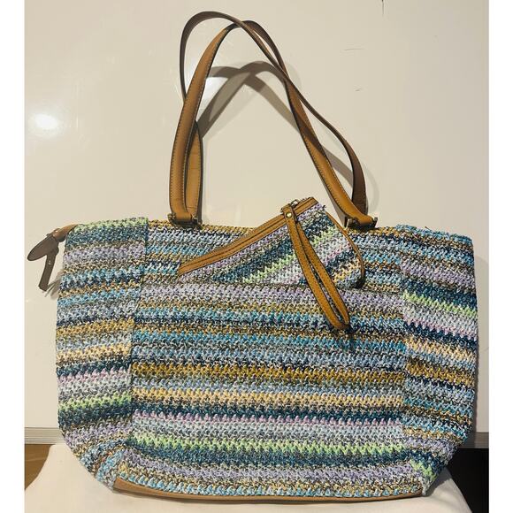 Rosetti Double Handle Tote Bag Purse Shoreline Straw NWOT - 2 Pieces coin purse - Picture 2 of 9